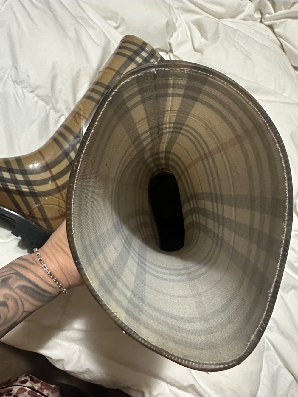 Burberry Haymarket Nova Check Equestrian Knight Rain Boots Size 9 - Picture 3 of 4